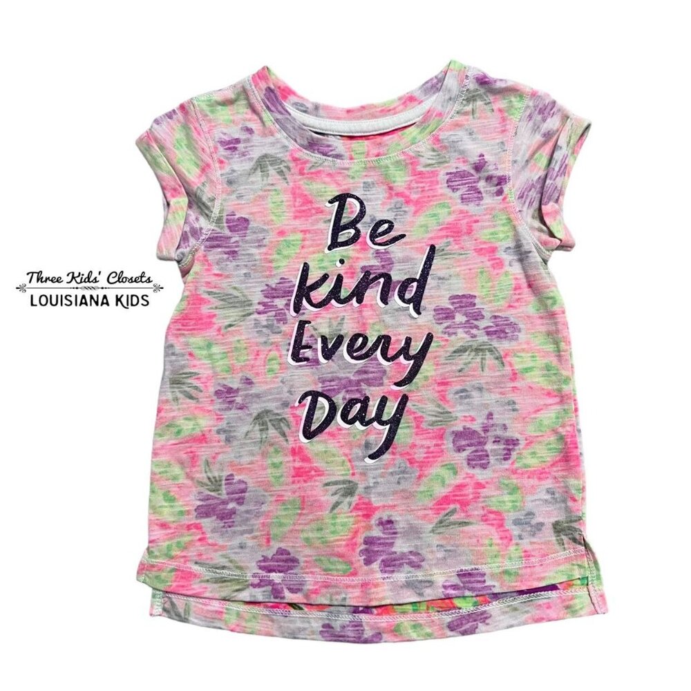 Cat & Jack 3T Bright Floral Be Kind Every Day Shirt